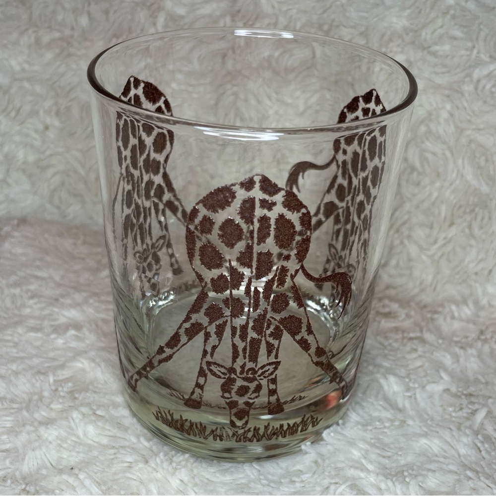 Rare Vintage 90’s Morgan Signed Giraffe Tumbler/Highball Glass Set of 2